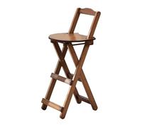 Foldable Bamboo Bar Stool with Back Support & Footrest 25" High Kitchen Island Chair for Indoor Outdoor Use Brown Folding Stool for Home & Garden