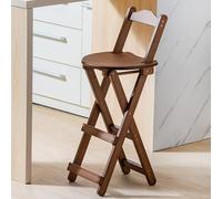 Foldable Bamboo Bar Stool with Backrest - Portable High Wooden Stool with Footrest for Garden Kitchen Island Home Breakfast & Art Room - Easy Assembly Dark Wood Finish