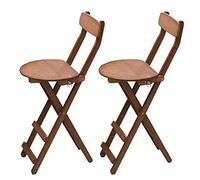 Foldable Bamboo Bar Stools for Breakfast 69cm Kitchen Counter Height with Backrest Portable Wooden High Chairs with Footrest - Brown Set of 2 27in