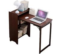 Foldable Bamboo Desk Table for Home & Bedroom, Compact Computer Writing Desk with Storage, Modern Side Table for Small Spaces & Office Use