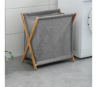 Foldable Bamboo Laundry Basket with Removable Inner Bag 45L Portable Clothes Hamper for Bathroom Bedroom Living Room - Stylish Beige Storage Solution