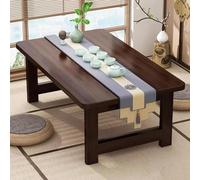 Foldable Bamboo Low Table for Sitting on the Floor Japanese Meditation Altar Desk 39.3" L x 19.7" W x 15.7" H Walnut Finish Ideal for Living Room & Home Office