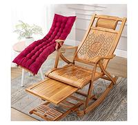 Foldable Bamboo Rocking Chair - Wooden Lounge Chair with Armrest & Footrest - Comfortable Recliner for Deck Patio & Outdoor Relaxation