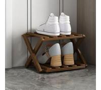 Foldable Bamboo Shoe Rack 2-10 Tier Adjustable Free-Standing nizer Space-Saving for Entryways Living Rooms Hallways & Bedroom Corners - Brown 2-Tier Design