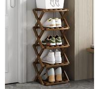 Foldable Bamboo Shoe Rack 2-10 Tier Adjustable & Independent Shoe nizer for Entryways Living Rooms Corridors Bedroom Corners - Brown 5-Tier Design