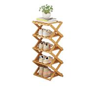 Foldable Bamboo Shoe Rack - 2-6 Tier Multifunctional Storage nizer Breathable Home Use Simple and Space-Saving Design (A-4 Layers)