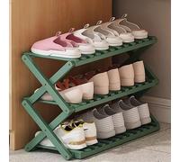 Foldable Bamboo Shoe Rack, 3/4/5/6-Tier Shelves, Space-Saving Storage for Indoor/Outdoor/Camping, Green, 50cm, Multi-Layer Design, nize Your Shoes Efficiently