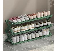 Foldable Bamboo Shoe Rack 3-Tier Portable Shoefor Indoor/Outdoor Use Ideal for Camping Green Color Space-Saving Storage Solution (70 cm)