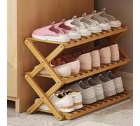 Foldable Bamboo Shoe Rack 3-Tier Space-Saving Design 70cm Ideal for Home Entryway & Outdoor Camping and Stylish Storage Solution.