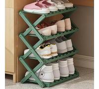 Foldable Bamboo Shoe Rack - 4-Tier Multi-Layer Indoor/Outdoor Shoe StorageSpace-Saving Solution for Home & Camping Green Color