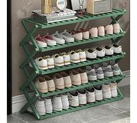 Foldable Bamboo Shoe Rack - 5-Tier Multi-Layer for Indoor/Outdoor Use Ideal for Home Camping - Stylish Green Design 100cm Height