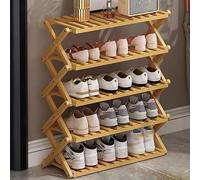 Foldable Bamboo Shoe Rack - 5-Tier Multi-Layer Shoe for Indoor/Outdoor/Camping - Space-Saving Shoe Stand (Color: Log Size: 70cm)