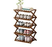Foldable Bamboo Shoe Rack, 5-Tier Vertical Entryway, No Assembly Required, Multi-Level Storage for Small Spaces, Ideal for Bedroom & Hallway (70cm)