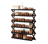 Foldable Bamboo Shoe Rack - 6-Tier Freestanding No Assembly Space-Saving Footwear Storage for Entryway Dorm Apartment & Hallway - Indoor Use (100cm)