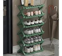 Foldable Bamboo Shoe Rack 6-Tier Multi-Layer Shoefor Indoor/Outdoor Perfect for Camping - Green 50cm Space-Saving Design