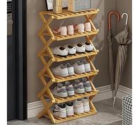 Foldable Bamboo Shoe Rack, 6-Tier Multi-Layer Storage nizer for Indoor/Outdoor Use, Perfect for Home, Camping, and More (Natural Wood Color, 50 cm Height)