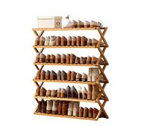 Foldable Bamboo Shoe Rack - 6-Tier Multi-Tier Freestanding for Entryway Space-Saving Footwear Storage No Assembly Required - Ideal for Dorms Apartments Hallways