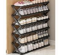 Foldable Bamboo Shoe Rack 6-Tier Shoe nizer for Entryway Outdoor Camping - Stylish Black 100cm - Space-Saving Storage Solution for Home