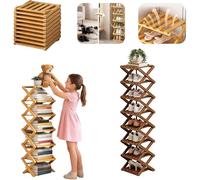 Foldable Bamboo Shoe Rack, 8-Tier Tall Narrow Shoe nizer, Freestanding Sto Shelf for Entryway, Hallway, Bedroom, Closet - & Space-Saving Solut