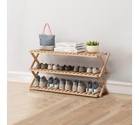 Foldable Bamboo Shoe Rack Multi Layer Shoe Storage for Hallway Living Room Balcony & Kitchen Simple Design Beige Color Space Saving Solution