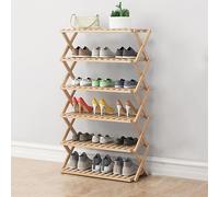Foldable Bamboo Shoe Rack - Multi-Layer Simple & Economical Storage Solution for Home Dorm or Doorway - Compact Folding Shoe Cabinet - Stylish & Functional Organization (Color: Beige Blac