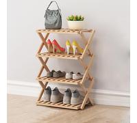 Foldable Bamboo Shoe Rack - Multi-Layer Space-Saving Shelf for Home & Dorm - Simple Economical Storage Solution - No Assembly Required - Beige Color