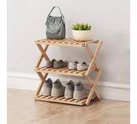 Foldable Bamboo Shoe Rack - Multi-Layer Space-Saving Shelf for Home & Dorm - Simple & Economical Storage Solution - Stylish Door Shoe Cabinet (Color: Beige Silver)