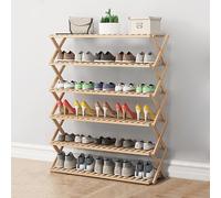 Foldable Bamboo Shoe Rack Multi Layer Storage Solution for Home Corridor Living Room Balcony & Kitchen Simple Design Beige Color Space Saving nization