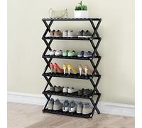 Foldable Bamboo Shoe Rack - Multi-Layer Storage Solution for Home & Dorm - Simple Economical Space-Saving Shoe Cabinet - Black Color Easy Setup