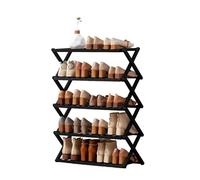 Foldable Bamboo Shoe Rack, Narrow Entryway nizer, 5-Tier Multi-Level Storage Shelf, No Assembly Required, Footwear nizer for Hallway, Bedroom, or Living Room (50cm)