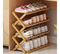 Foldable Bamboo Shoe Rack - Space-Saving Indoor/Outdoor Perfect for Camping Log Color Design Ideal for Small Spaces Easy to Store & Eco-Friendly Solution