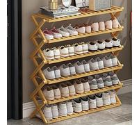 Foldable Bamboo Shoe Rack - Space-Saving Indoor/Outdoor Perfect for Camping & Small Spaces - Log Color Design Easy to Store & Versatile Use