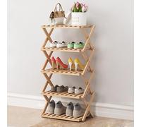 Foldable Bamboo Shoe Rack - Stylish Beige Multi-Layer for Hallway Living Room Balcony & Kitchen - Space-Saving Design for Home Storage Solutions