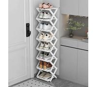 Foldable Bamboo Shoe Rack Vertical X Shape Space Saving Multi Tier Design for Bathroom Hallway & Bedroom 8 Tier White for Shoes & Boots