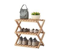 Foldable Bamboo Shoe Shelf for Entryway 3-Tier Storage50cm Installation-Free Shoe Stand Stylish Display Rack Space-Saving 50x25x47cm (20x10x19inch)