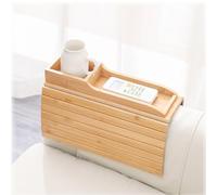 Foldable Bamboo Sofa Couch Cup Holder Arm Table Tray Caddy,Non Slip Couch Armrest Snack and Remote Control Organizer
