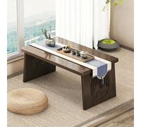 Foldable Bamboo Table - Japanese Low Floor Tea Ceremony & Mtat Table Space-Saving Design for Small Living Rooms & Balconies (Brown 90x48x30cm)