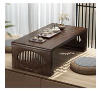 Foldable Bamboo Tatami Tea Table - Lightweight Low Coffee Table for Living Room & Balcony | Solid Wood with Traditional Carvings | No Assembly Required, Supports 100kg | Smooth Edges Design