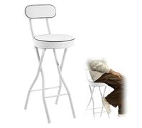 Foldable Bar ol with Backrest Adjustable Height 5575cm High Weight Capacity 100kg & Café Chair Portable Lounge Seat White Finish 70cm (28inch)