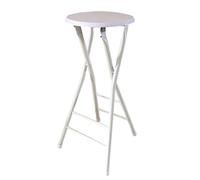 Foldable Bar Stool for Home/Office/Cafe Compact Portable Chair without Backrest Round MDF Seat & Steel Frame White 70cm/28in Counter Height