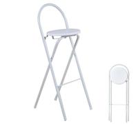 Foldable Bar Stool with Back Support 30in/75cm High Chair for Adults Portable Kitchen & Office Stool Ideal for PartiesAdjustable Height Black Color