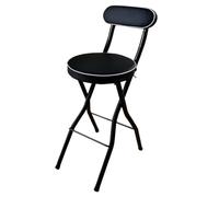 Foldable Bar Stool with Backrest High Folding Chair for Kitchen Living Room Garden Camping & Fishing - Black 55cm Height 1 Piece