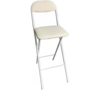 Foldable Bar Stool with Cushioned Seat Portable High Chair with Backrest and Footrest for Dorm Office Home65cm White Comfortable and SpaceSaving
