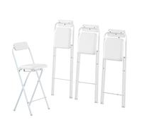 Foldable Bar Stools with Backrest White/Black 80cm (32inch) High Kitchen & Outdoor Seating Cushioned Comfort Adjustable Height for Versatile Use