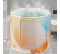Foldable Bath Portable Bathtub Adult Hot Water Freestanding Soaking Bathtub Full Body Washing Tub Installation-, Hot and Ice Bath Adult SPA for Outdoor Home Bathroom, 27.55 in*25.59 in