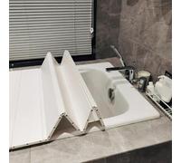 Foldable Bath Tub Cover Waterproof & Dustproof Insulating Panel PVC Roller Shower Curtain Fits 137x66/150x70/170x75cm Ideal for Home Hotel & Spa White (150x80cm)