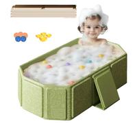 Foldable Bathtub, Bath Tub with Drain Plug, 0-8 Years Old Portable Shower Basin with 5 Balls and 3 Ducks, Cat Dog Wash Shower Basin (Green)