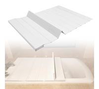 Foldable Bathtub Cover 0.6cm Thick White PVC AntiDust Bath Tray Versatile Shutter Bath Lid for Home Spa Large Size 180x80cm Perfect Bathroom Accessory