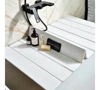 Foldable Bathtub Cover Tray Waterproof PVC Lid for Bath Tub Dustproof Shutter Design 160x80cm Ideal for Home Bathroom Spa Accessories White Color