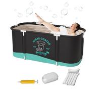 Foldable Bathtub for Adults | Foldable Reinforced Large Capacity Bathtub,45.3x23.6x19.7 Inch Soaking Standing Bath Tub,for Home Camping Outdoor Backyard Patio Summer Swimming Washing